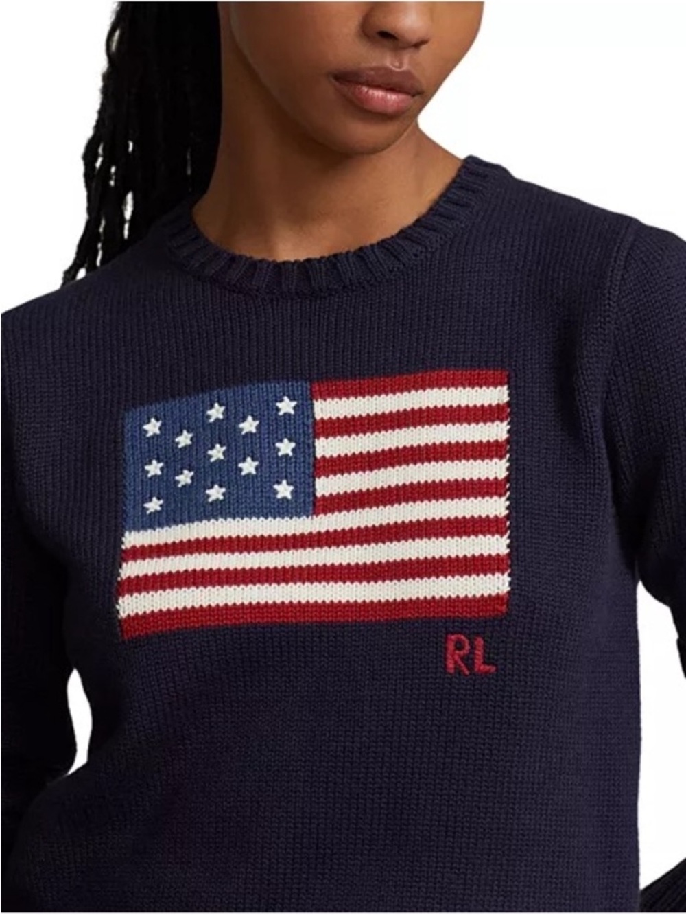 NWT Polo Ralph Lauren American Flag Cotton Crewneck Sweater size Small - Picture 3 of 10